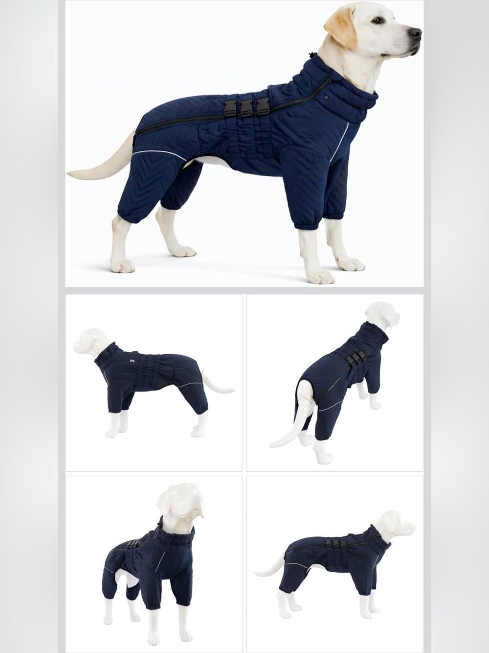 Lovelonglong Navy Quilted Dog Coat 4XL Zip Up Cold Weather Jacket NWOT